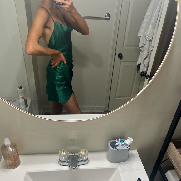 SAINTS + SECRETS GREEN SATIN DRESS - Picture 2 of 9